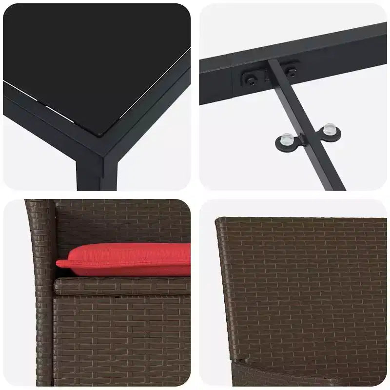 vidaXL Set Tavolo e Sedie con Cuscini 5 pz Rattan PE Marrone