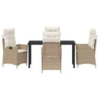 vidaXL Garden Dining Set with Cushion 5 pcs Beige Poly Rattan