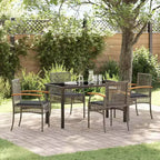 Set da pranzo da giardino vidaXL con cuscini 5 pz in rattan grigio e nero