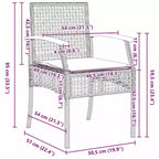 Set da pranzo da giardino vidaXL con cuscini 5 pz in rattan grigio e nero