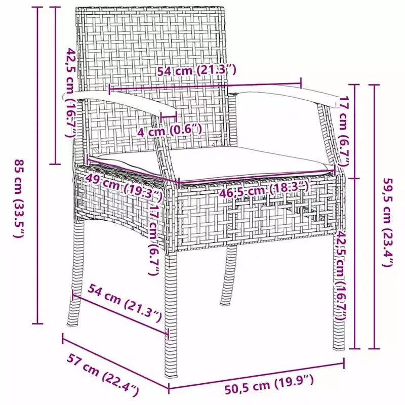 Set da pranzo da giardino vidaXL con cuscini 5 pz in rattan grigio e nero