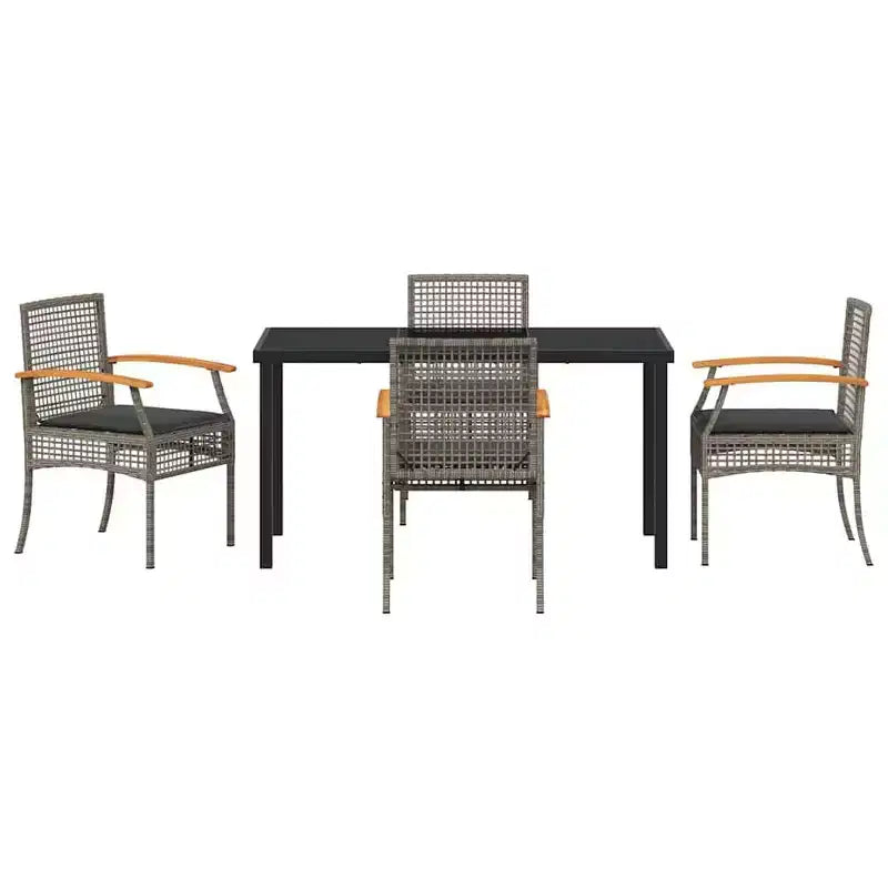 Set da pranzo da giardino vidaXL con cuscini 5 pz in rattan grigio e nero