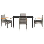 Set da pranzo da giardino vidaXL con cuscini 5 pz in rattan grigio e nero