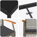 Set da pranzo da giardino vidaXL con cuscini 5 pz in rattan grigio e nero