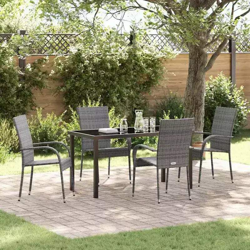 vidaXL Set Pranzo da Giardino 5 pz Acciaio Verniciato a Polvere Grigio