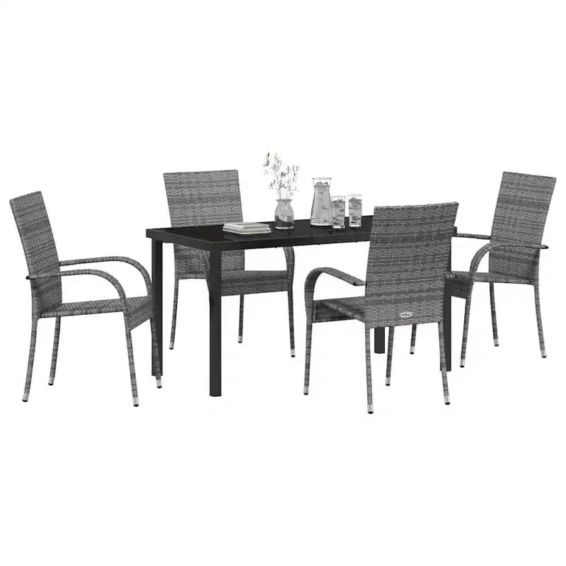 vidaXL Set Pranzo da Giardino 5 pz Acciaio Verniciato a Polvere Grigio