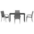 vidaXL Set Pranzo da Giardino 5 pz Acciaio Verniciato a Polvere Grigio