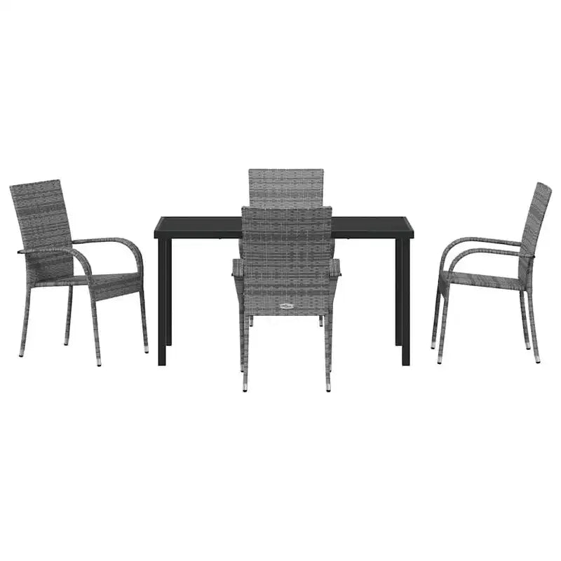 vidaXL Set Pranzo da Giardino 5 pz Acciaio Verniciato a Polvere Grigio