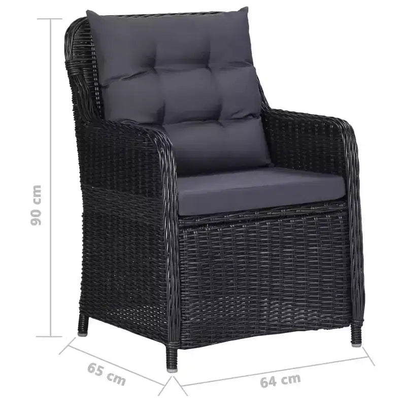 vidaXL Set da pranzo Nero, Grigio scuro