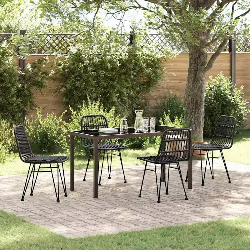 vidaXL Set da pranzo da giardino 5 pz Acciaio verniciato a polvere nero