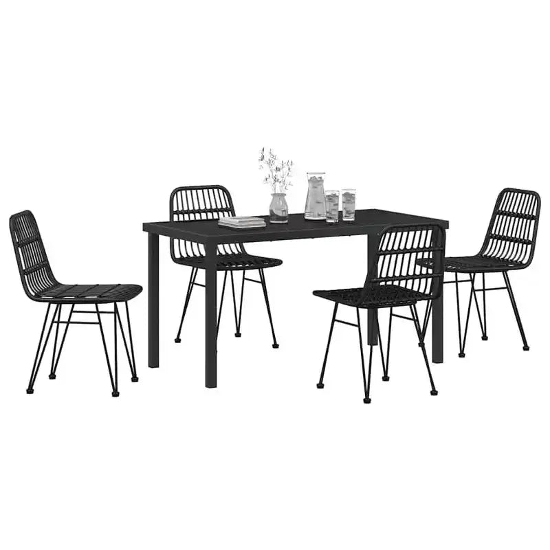 vidaXL Set da pranzo da giardino 5 pz Acciaio verniciato a polvere nero