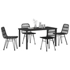 vidaXL Set da pranzo da giardino 5 pz Acciaio verniciato a polvere nero