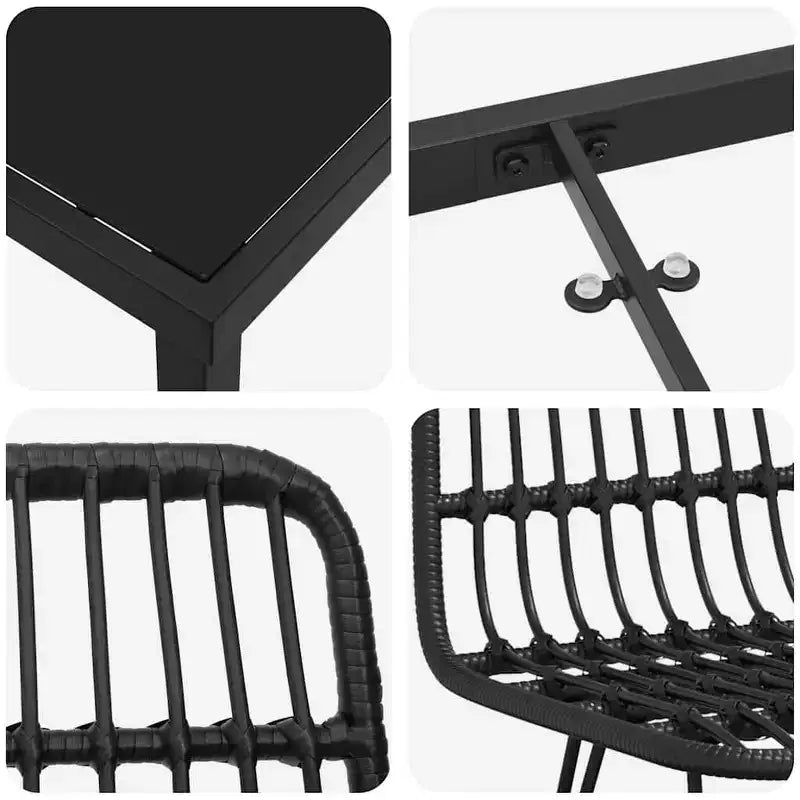 vidaXL Set da pranzo da giardino 5 pz Acciaio verniciato a polvere nero