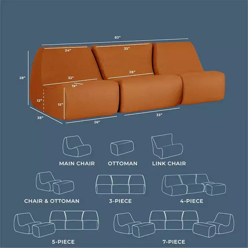 Set di mobili da esterno Big Joe Solvana, divano in pelle cucita con silicone Cool Touch resistente alle intemperie, sezionale a 3 pezzi, color sabbia miele