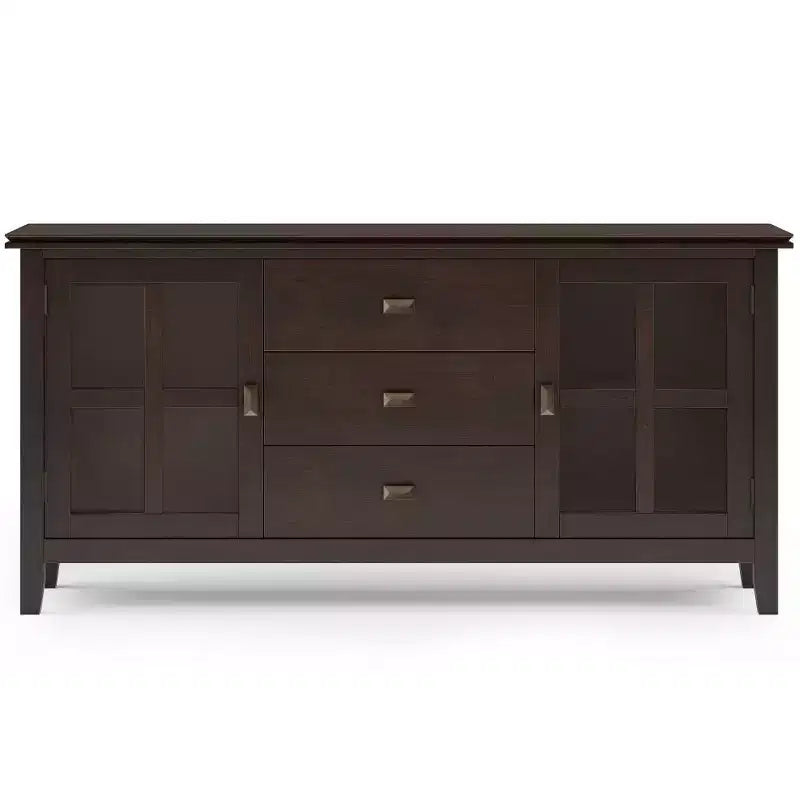Credenza Grande con Ante in Vetro Temperato – Marrone Castagno Scuro