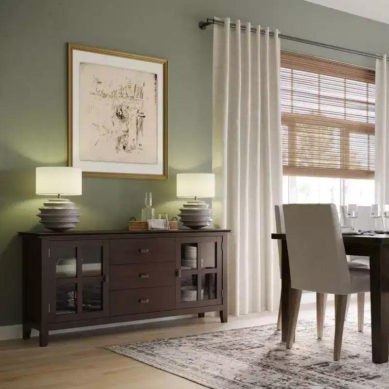 Credenza Grande con Ante in Vetro Temperato – Marrone Castagno Scuro