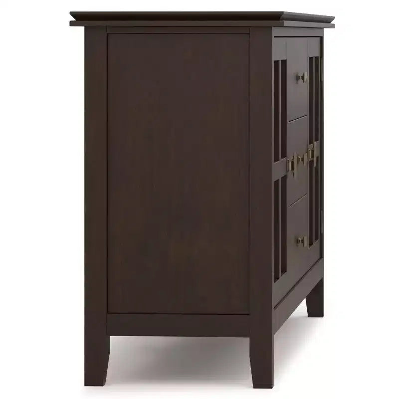 Credenza Grande con Ante in Vetro Temperato – Marrone Castagno Scuro