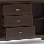Credenza Grande con Ante in Vetro Temperato – Marrone Castagno Scuro