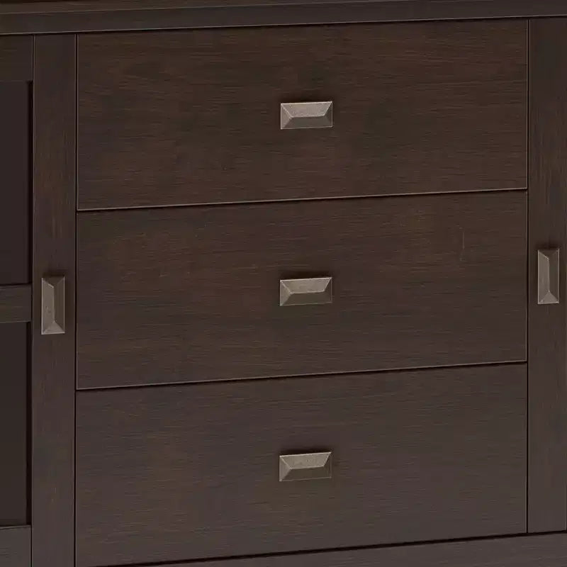 Credenza Grande con Ante in Vetro Temperato – Marrone Castagno Scuro