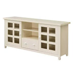Newport Park Lane 1 Drawer TV Stand for TVs up to 65": Glass Cabinets, Cable Management - Breighton Home