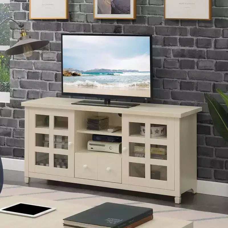 Mobile porta TV con vetrine e ripiani portaoggetti per TV fino a 65"