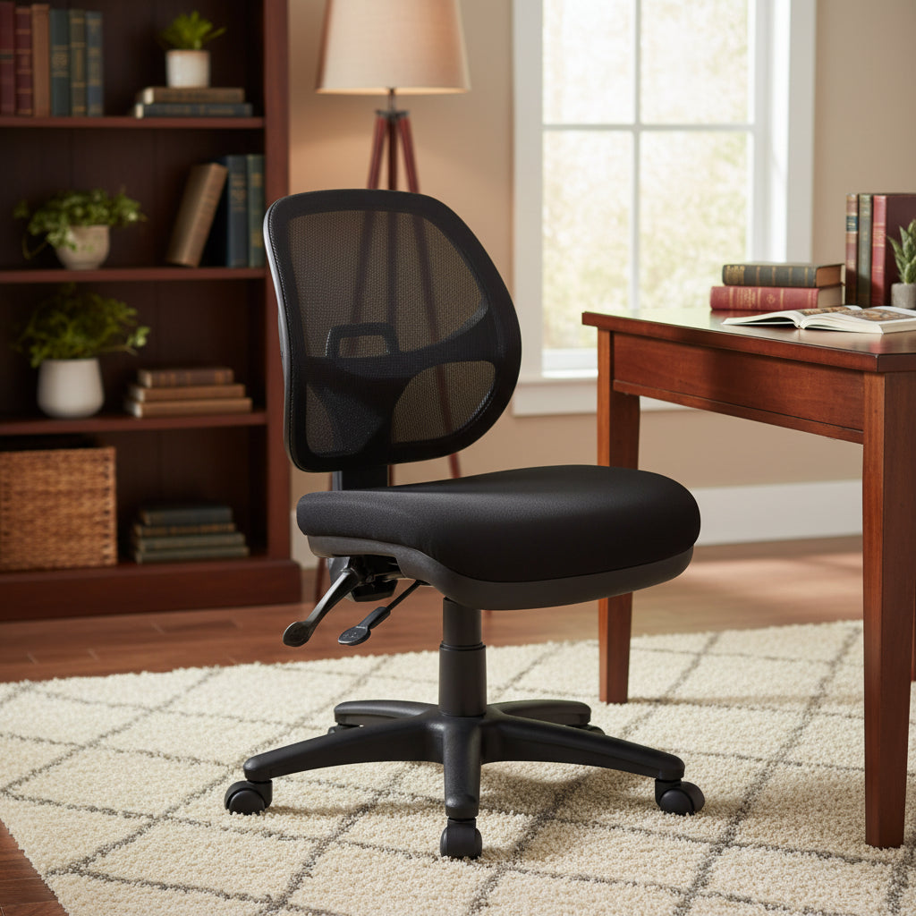 Ergonomic Task Chair Black - OSP Home Furnishings: Swivel, Mesh Lumbar Support, Adjustable Height
