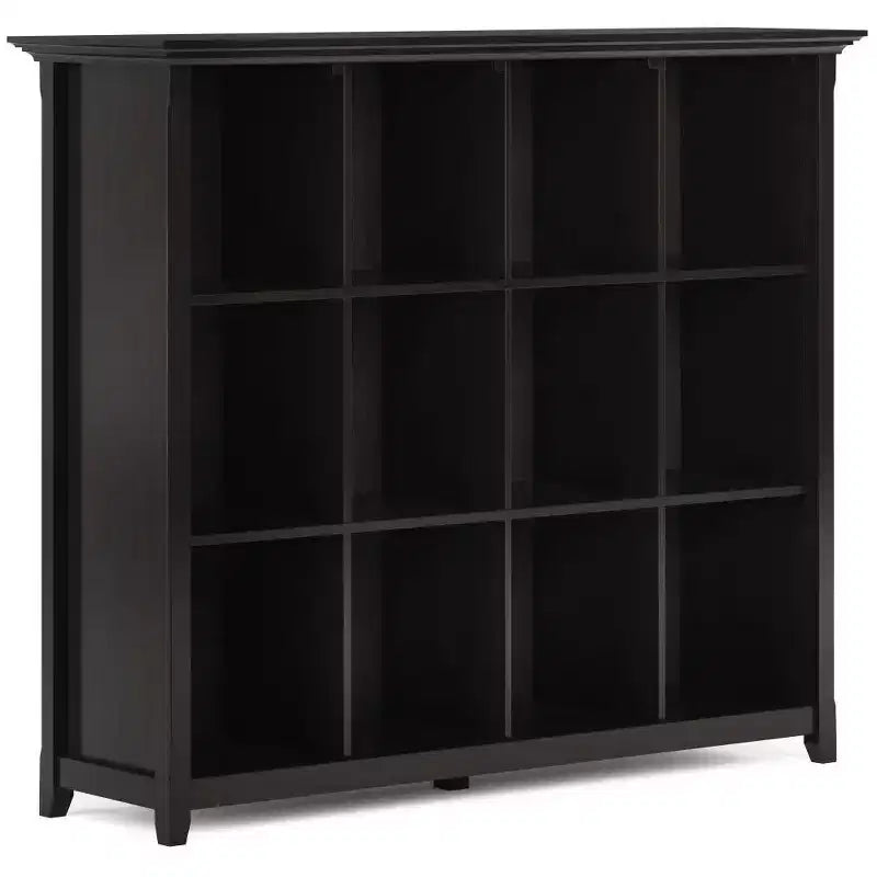 WyndenHall 48" Halifax 12 Cube Storage Bookcase Hickory Brown: Transitional Style, Pine & Plywood Frame, Fixed Shelves