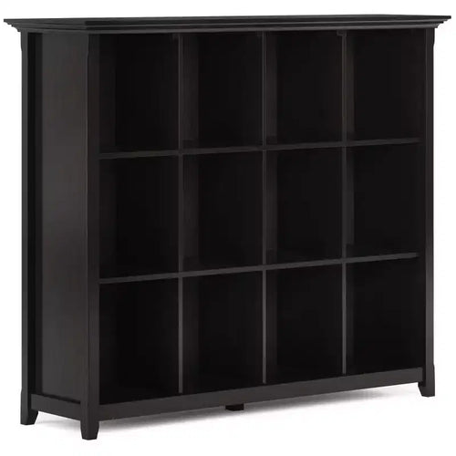 WyndenHall 48" Halifax 12 Cube Storage Bookcase Hickory Brown: Transitional Style, Pine & Plywood Frame, Fixed Shelves
