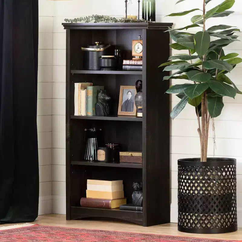 Libreria a 4 ripiani da 146,7 cm con ripiani regolabili – Nero