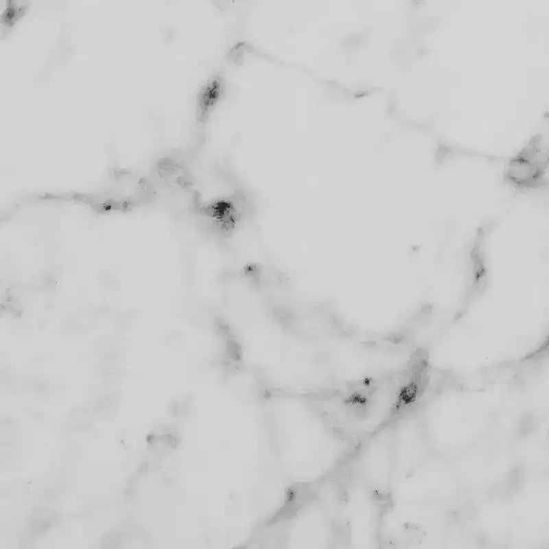 Tavolino a C in finto marmo cromato – Struttura argentata, piano bianco