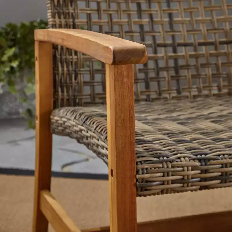 3pc Hampton Wood and Wicker Patio Set - Christopher Knight Home