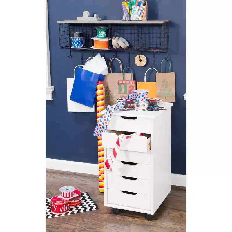 Carrello contenitore a 6 cassetti con rotelle