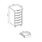 Carrello contenitore a 6 cassetti con rotelle