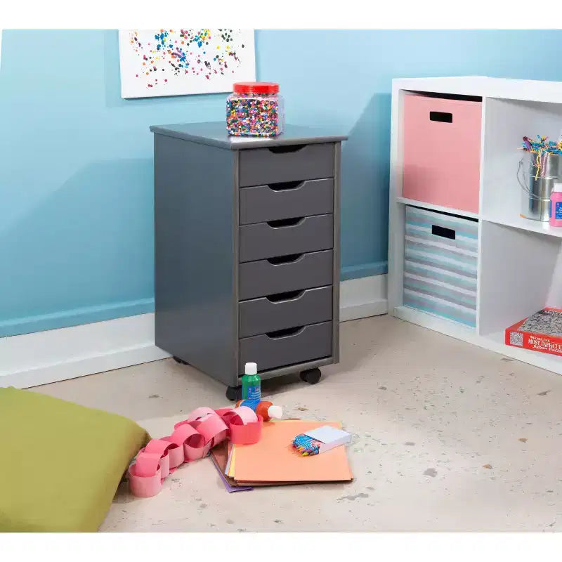 Carrello contenitore a 6 cassetti con rotelle