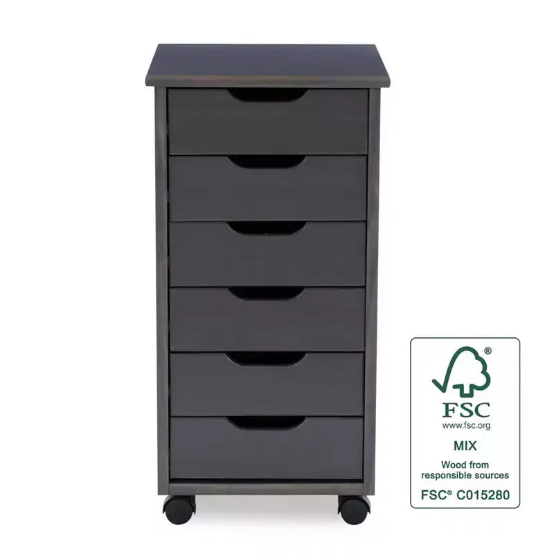 Carrello contenitore a 6 cassetti con rotelle