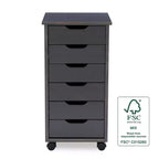 Carrello contenitore a 6 cassetti con rotelle