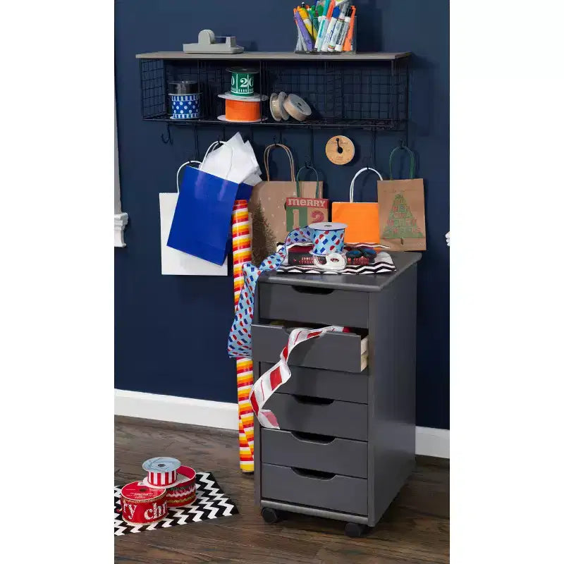 Carrello contenitore a 6 cassetti con rotelle
