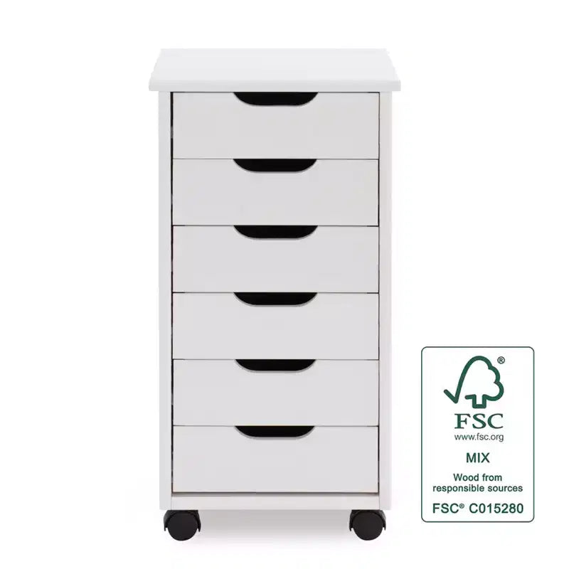 Carrello contenitore a 6 cassetti con rotelle