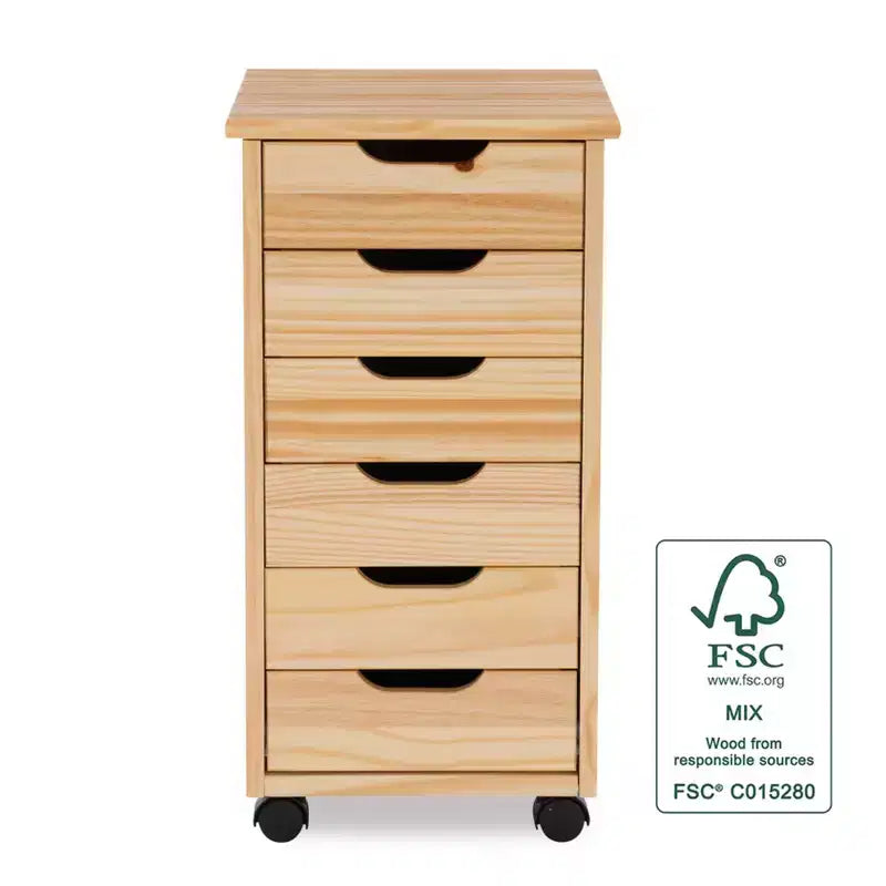 Carrello contenitore a 6 cassetti con rotelle