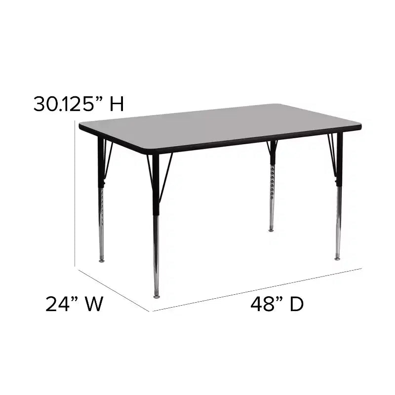 Tavolo per attività rettangolare 24"L x 48"P con gambe regolabili