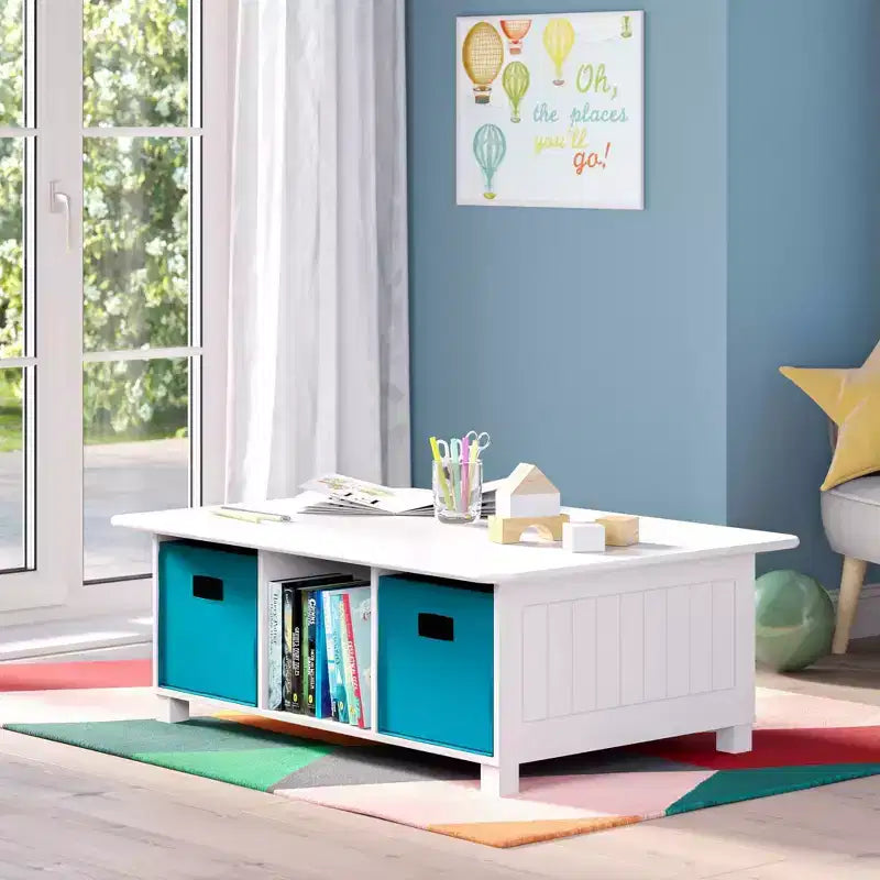 Tavolo attività per bambini con 6 scomparti e 2 contenitori in tessuto