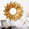 Specchio da parete Girasole – 25 x 25 cm, struttura in ferro, finitura dorata