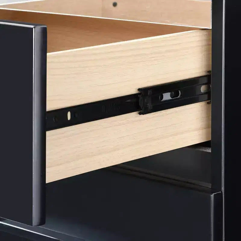 Comodino a 2 cassetti con piano in legno di gomma