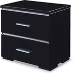 Comodino a 2 cassetti con piano in legno di gomma