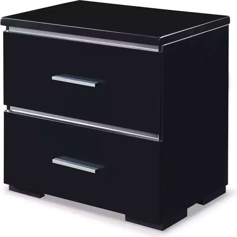Comodino a 2 cassetti con piano in legno di gomma
