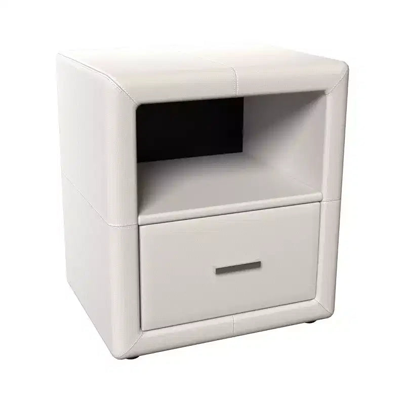 Comodino Rivestito in Similpelle con Cassetto