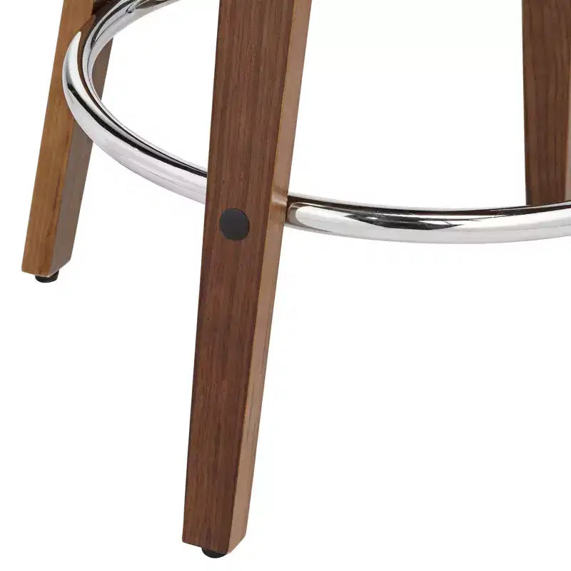 Sgabello da bancone girevole Mid-Century Modern con cuscino in velluto blu e struttura in noce