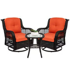 Best Choice Products 3-Piece Patio Wicker Bistro Furniture Set w/ 2 Cushioned Swivel Rocking Chairs, Side Table