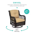Set da bistrò a 3 pezzi in vimini per patio Best Choice Products con 2 sedie a dondolo girevoli ammortizzate, tavolino laterale
