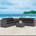 Costway 8 PCS Wicker Sofa Rattan Furniture Set Patio Furniture w/ Storage Table White\ Black\Turquoise\Red